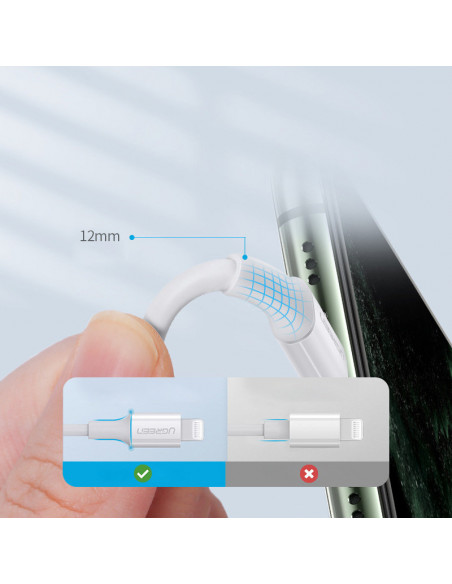 
MFi USB-C - iPhone Lightning kabelis 20W 3A 0.25m - baltas
