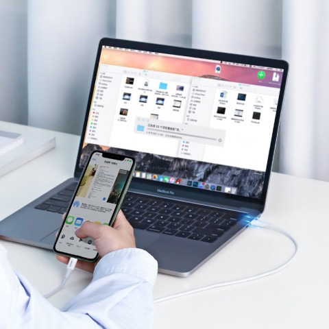 
MFi USB-C - iPhone Lightning kabelis 20W 3A 0.25m - baltas
