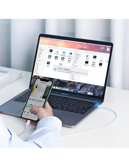 
MFi USB-C - iPhone Lightning kabelis 20W 3A 0.25m - baltas
