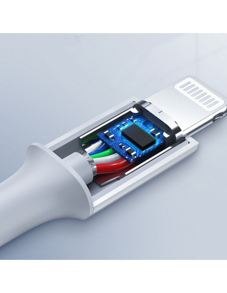 
MFi USB-C - iPhone Lightning kabelis 20W 3A 0.25m - baltas
