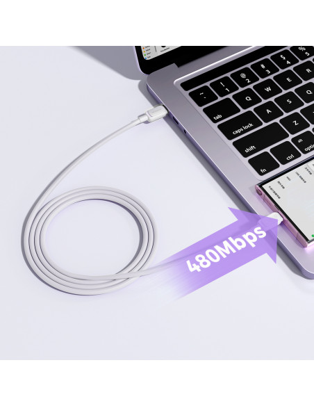 
Daugiaspalvis serijos A14 USB-C - USB-C 100W 1,2 m laidas - baltas
