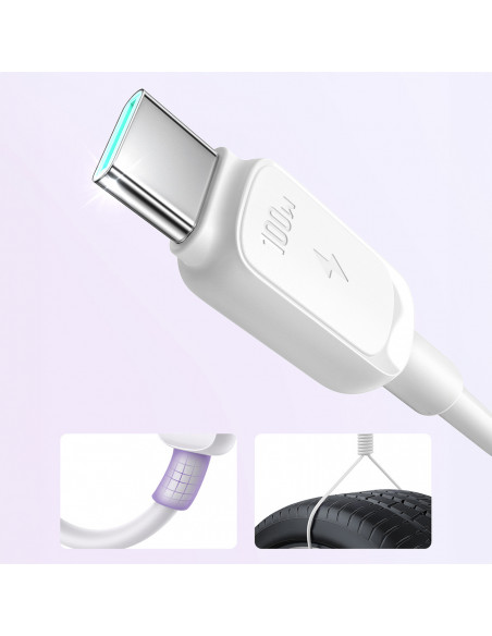 
Daugiaspalvis serijos A14 USB-C - USB-C 100W 1,2 m laidas - baltas
