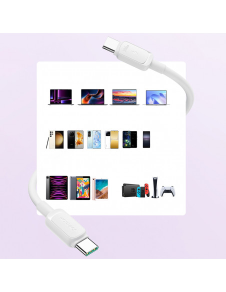 
Daugiaspalvis serijos A14 USB-C - USB-C 100W 1,2 m laidas - baltas
