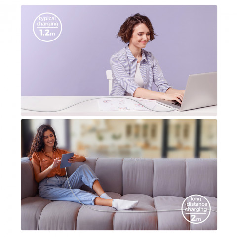 
Daugiaspalvis serijos A14 USB-C - USB-C 100W 1,2 m laidas - baltas
