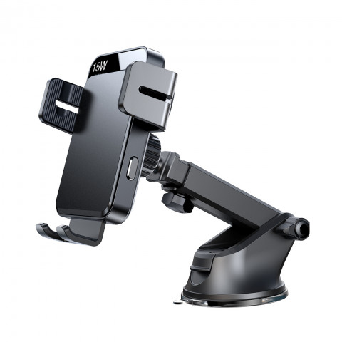 
Elektrinis laikiklis su 15 W indukciniu įkrovikliu prietaisų skydeliui - juodas
