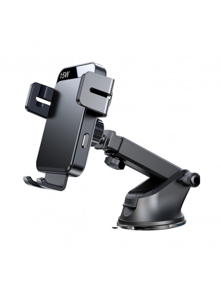 
Elektrinis laikiklis su 15 W indukciniu įkrovikliu prietaisų skydeliui - juodas
