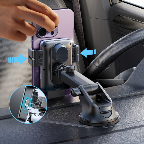 
Elektrinis laikiklis su 15 W indukciniu įkrovikliu prietaisų skydeliui - juodas
