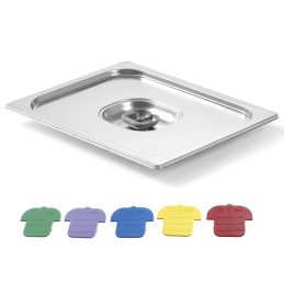 GN konteinerio dangtelis su spalvotais spaustukais Haccp GN2/3 354x325mm nerūdijantis plienas - Hendi 805213