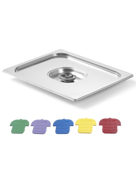 GN konteinerio dangtelis su spalvotais spaustukais Haccp GN2/3 354x325mm nerūdijantis plienas - Hendi 805213