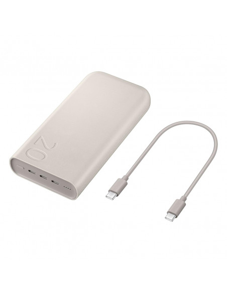 
„Samsung Powerbank“ 20000mAh, 3x USB-C, 45W, SFC – smėlio spalvos
