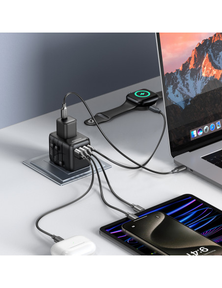 
Universalus kelioninis įkroviklis 17W ES / JAV / JK / JP / AU / CN - juodas
