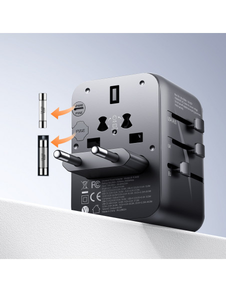 
Universalus kelioninis įkroviklis 17W ES / JAV / JK / JP / AU / CN - juodas
