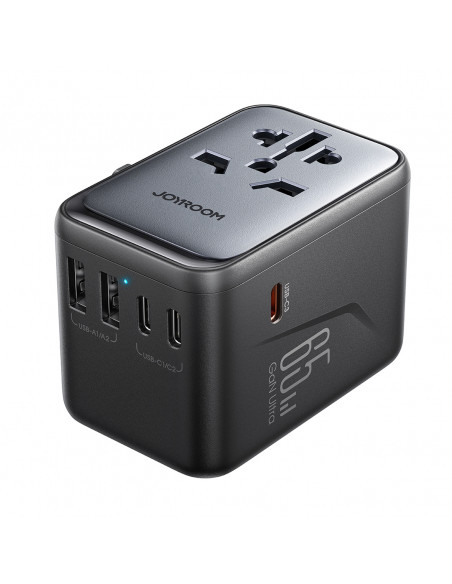 
Universalus kelioninis adapteris įkroviklis 65W ES / JAV / JP / AU / JK / CN - juodas
