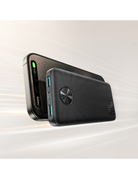 
Nešiojamoji baterija 10000mAh USB-C USB-A 22.5W SCP QC PD - juoda
