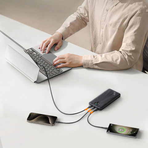 
Nešiojamoji baterija 10000mAh USB-C USB-A 22.5W SCP QC PD - juoda
