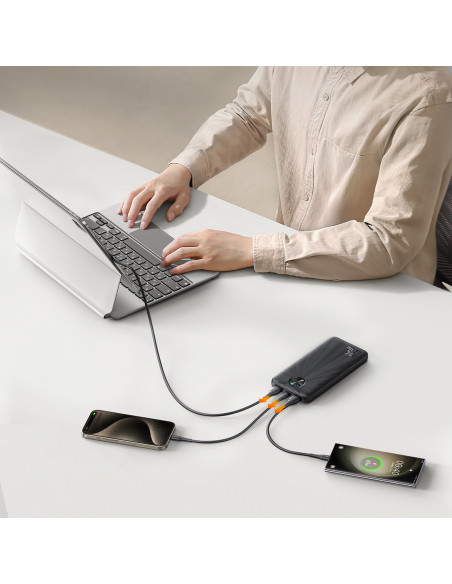 
Nešiojamoji baterija 10000mAh USB-C USB-A 22.5W SCP QC PD - juoda
