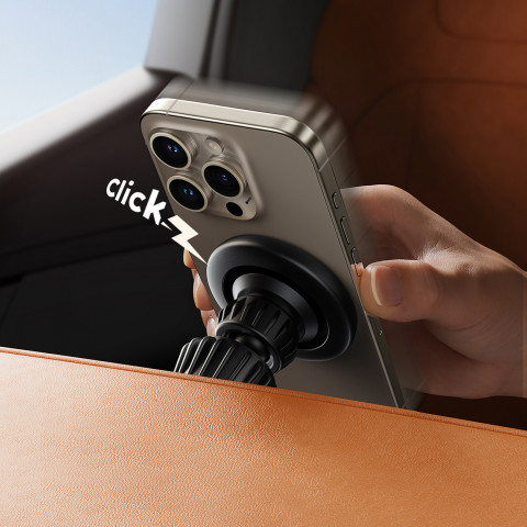 
Magnetinis telefono laikiklis automobiliui, skirtas oro išleidimo angai – juodas
