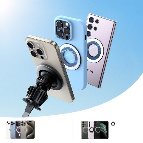 
Magnetinis telefono laikiklis automobiliui, skirtas oro išleidimo angai – juodas
