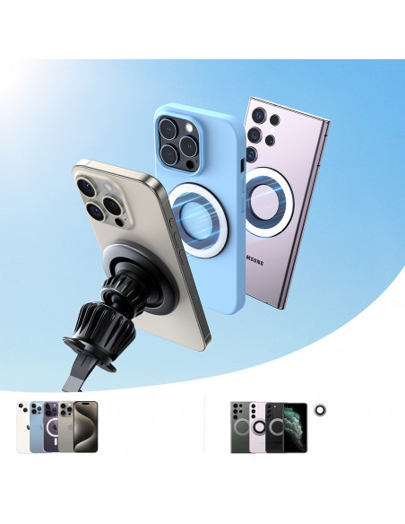 
Magnetinis telefono laikiklis automobiliui, skirtas oro išleidimo angai – juodas
