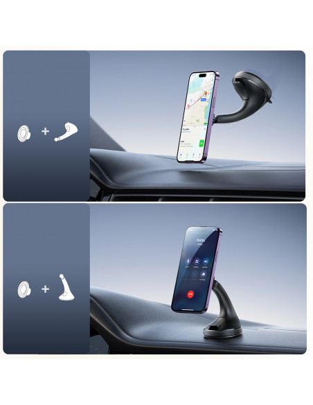 
Magnetinis telefono laikiklis automobiliui, skirtas priekiniam skydeliui – juodas
