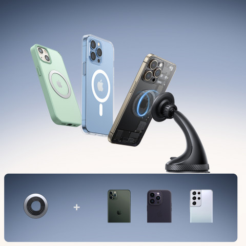 
Magnetinis telefono laikiklis automobiliui, skirtas priekiniam skydeliui – juodas
