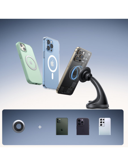 
Magnetinis telefono laikiklis automobiliui, skirtas priekiniam skydeliui – juodas
