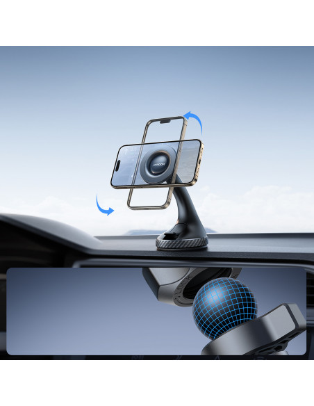 
Magnetinis telefono laikiklis automobiliui, skirtas priekiniam skydeliui – juodas
