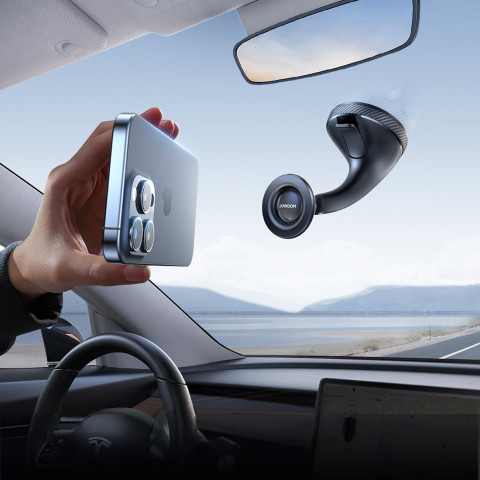 
Magnetinis telefono laikiklis automobiliui, skirtas priekiniam skydeliui – juodas
