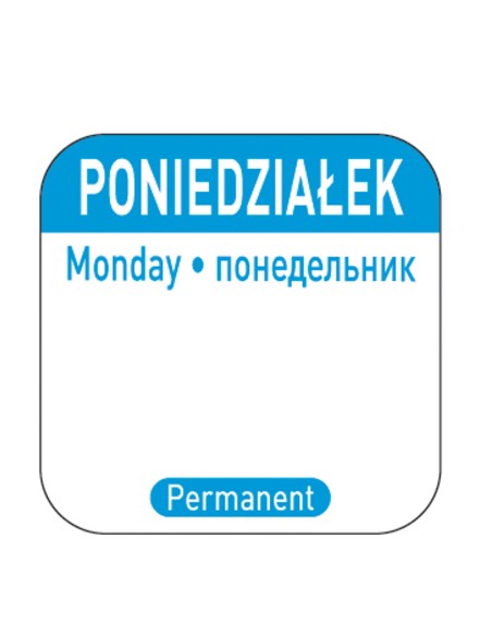 Maisto saugos lipdukai daugkartinei tarai Pirmadienis PL RU EN 1000 vnt.Hendi 850077