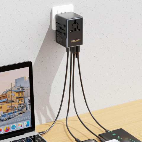 
GAN PRO 3 65W kelioninis adapteris įkroviklis ES / JAV / JP / AUS / JK 2x USB-C 2x USB-A - juodas
