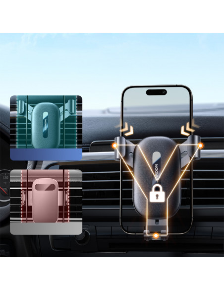 
„Gravity“ automobilio telefono laikiklis oro išleidimo angai – juodas
