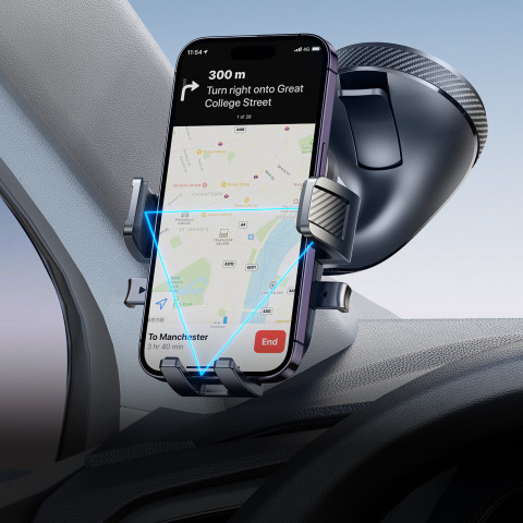 
Automobilinis telefono laikiklis, tvirtinamas prie priekinio stiklo – juodas
