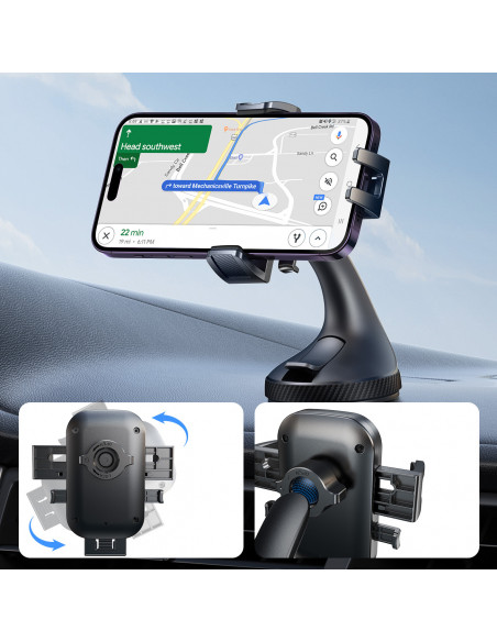 
Automobilinis telefono laikiklis, tvirtinamas prie priekinio stiklo – juodas
