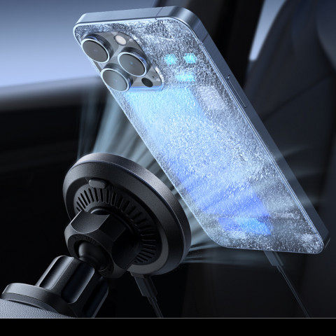 
„MagSafe“ belaidis automobilinis įkroviklio laikiklis su telefono aušinimu – juodas
