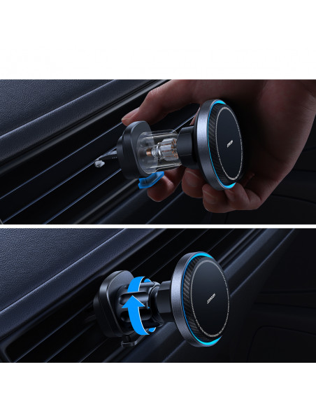 
„MagSafe“ belaidis automobilinis įkroviklio laikiklis su telefono aušinimu – juodas
