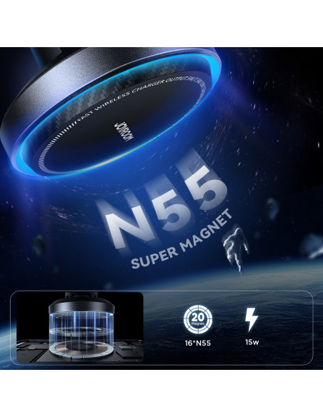 
„MagSafe“ belaidis automobilinis įkroviklio laikiklis su telefono aušinimu – juodas
