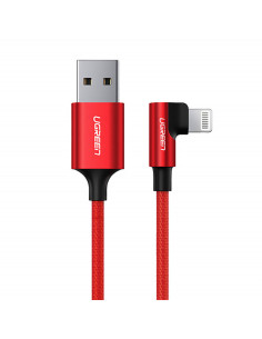 
iPhone Lightning į USB-A MFi 2.4A 1m kampinis kabelis – raudonas
