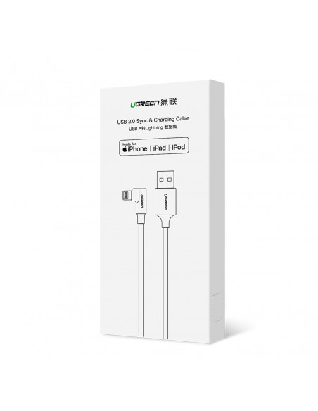 
iPhone Lightning į USB-A MFi 2.4A 1m kampinis kabelis – raudonas
