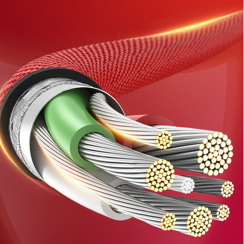 
iPhone Lightning į USB-A MFi 2.4A 1m kampinis kabelis – raudonas
