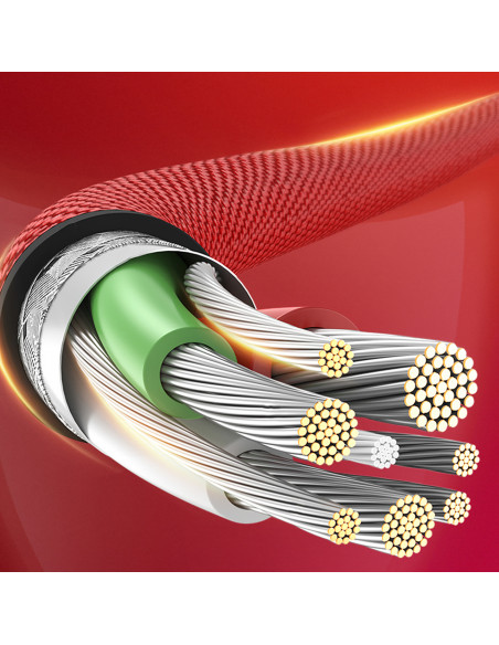 
iPhone Lightning į USB-A MFi 2.4A 1m kampinis kabelis – raudonas
