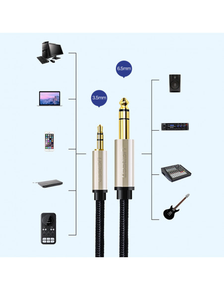 
TRS garso kabelis, mini lizdas 3,5 mm - 6,35 mm, 5 m, pilkas

