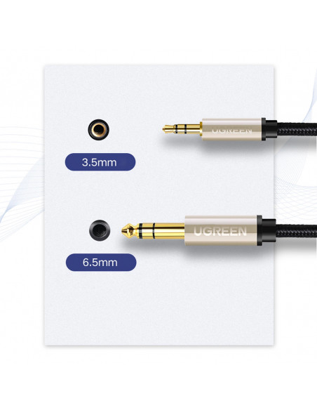 
TRS garso kabelis, mini lizdas 3,5 mm - 6,35 mm, 5 m, pilkas
