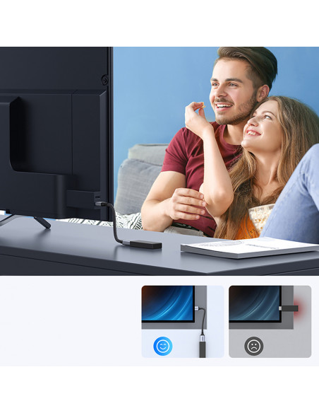 
HDMI (vyriškas / moteriškas) 8K prailginimo kabelis 15 cm - pilkas
