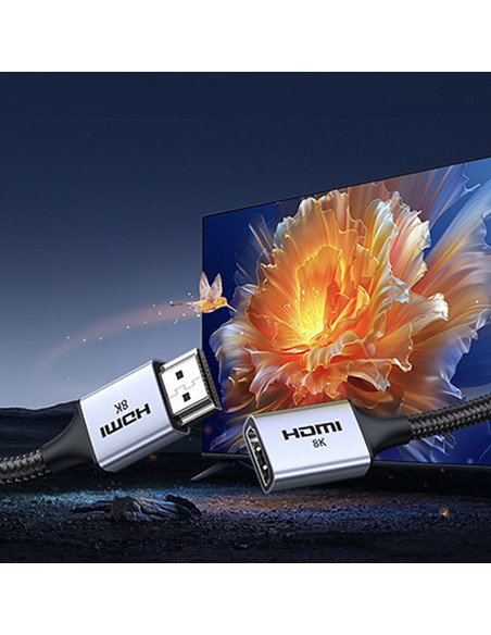 
HDMI (vyriškas / moteriškas) 8K prailginimo kabelis 15 cm - pilkas
