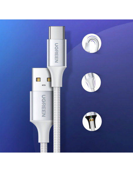 
Pintinis kabelis USB-A - USB-C QC 3.0 3A 1m - baltas
