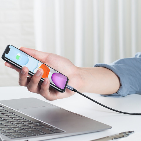 
USB-A - iPhone Lightning MFi pintas kabelis 2 m - juodas
