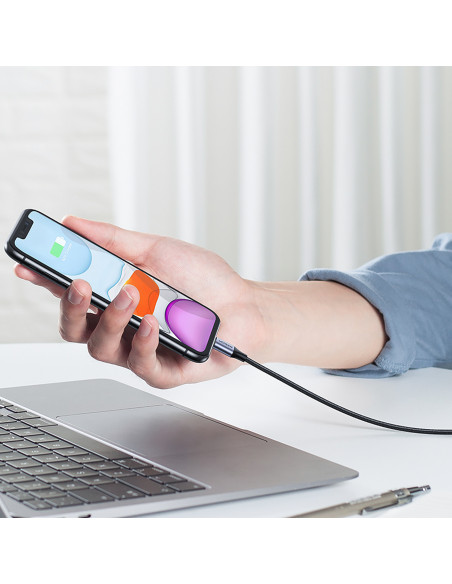 
USB-A - iPhone Lightning MFi pintas kabelis 2 m - juodas
