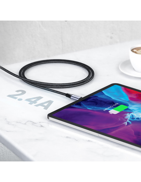 
USB-A - iPhone Lightning MFi pintas kabelis 2 m - juodas
