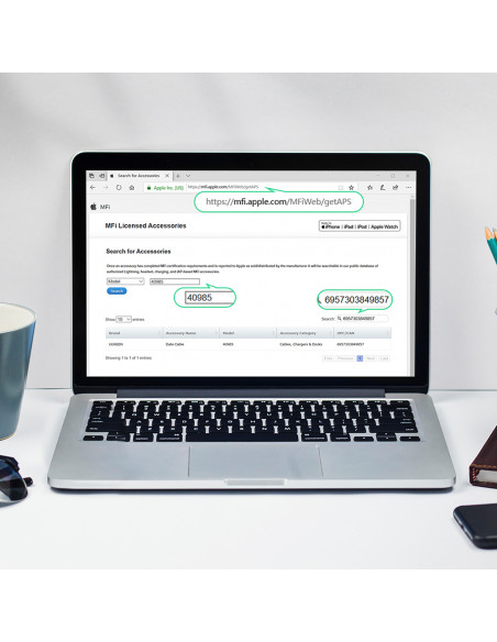 
USB-A - iPhone Lightning MFi pintas kabelis 2 m - juodas
