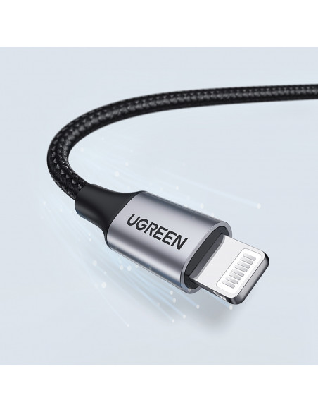 
USB-A - iPhone Lightning MFi pintas kabelis 2 m - juodas
